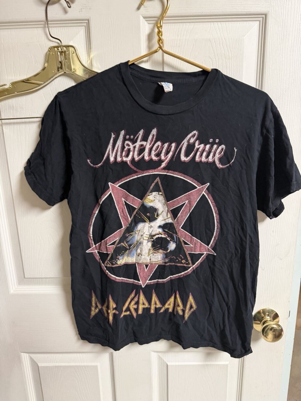 Def Leppard Motley Crue 2022 Stadium Tour Shirt Men Med Black Music Band Tee 38w